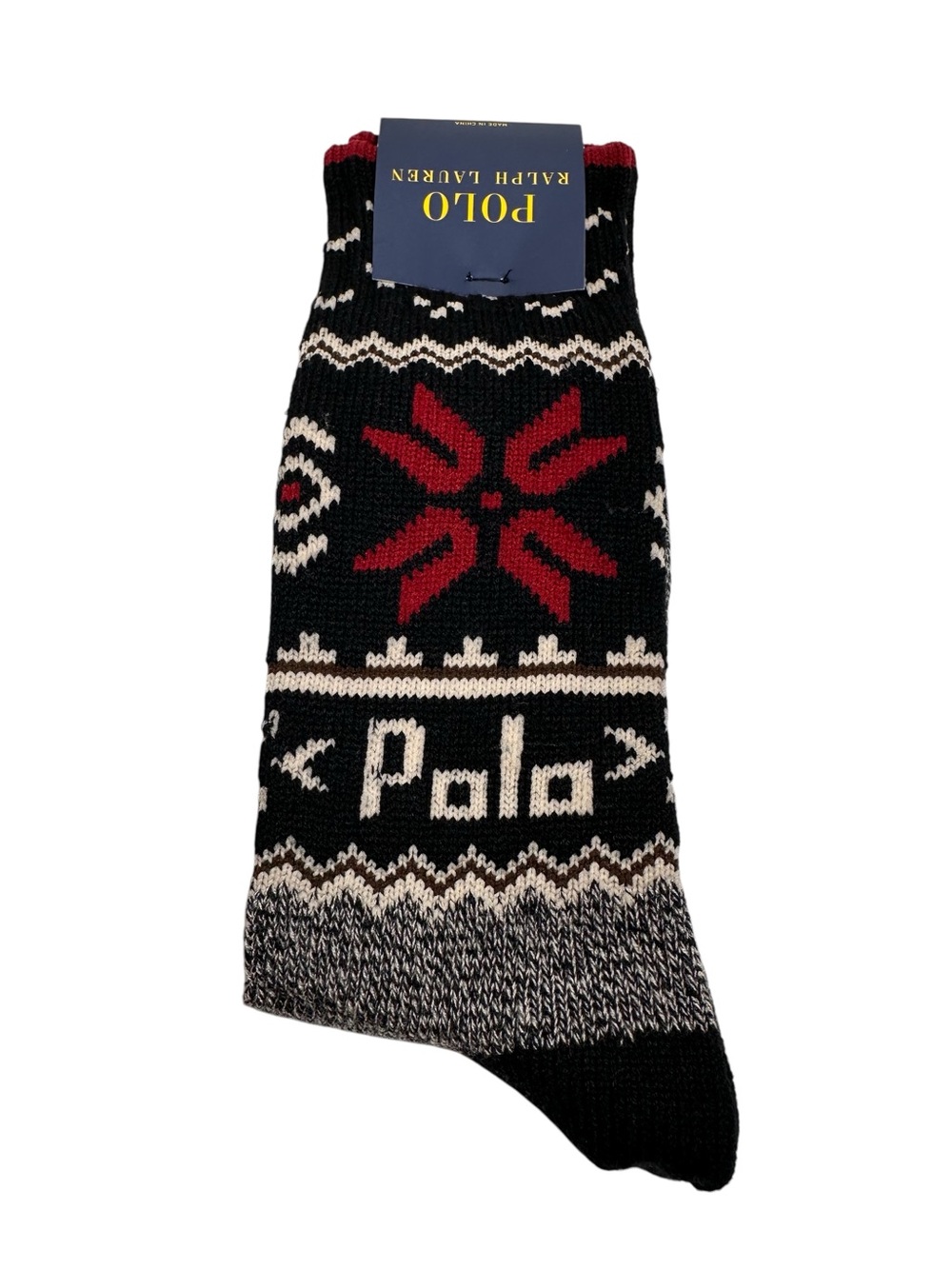 RALPH LAUREN BLACK, RED & CREAM FAIR ISLE CREW SOCK.NWT.MSRP
$34.00